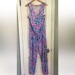 Lilly Pulitzer Paulina Jumpsuit - tiki pink shake it up print - medium